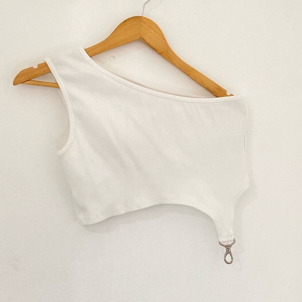 The Ragged Priest White Asymmetrical Crop Top